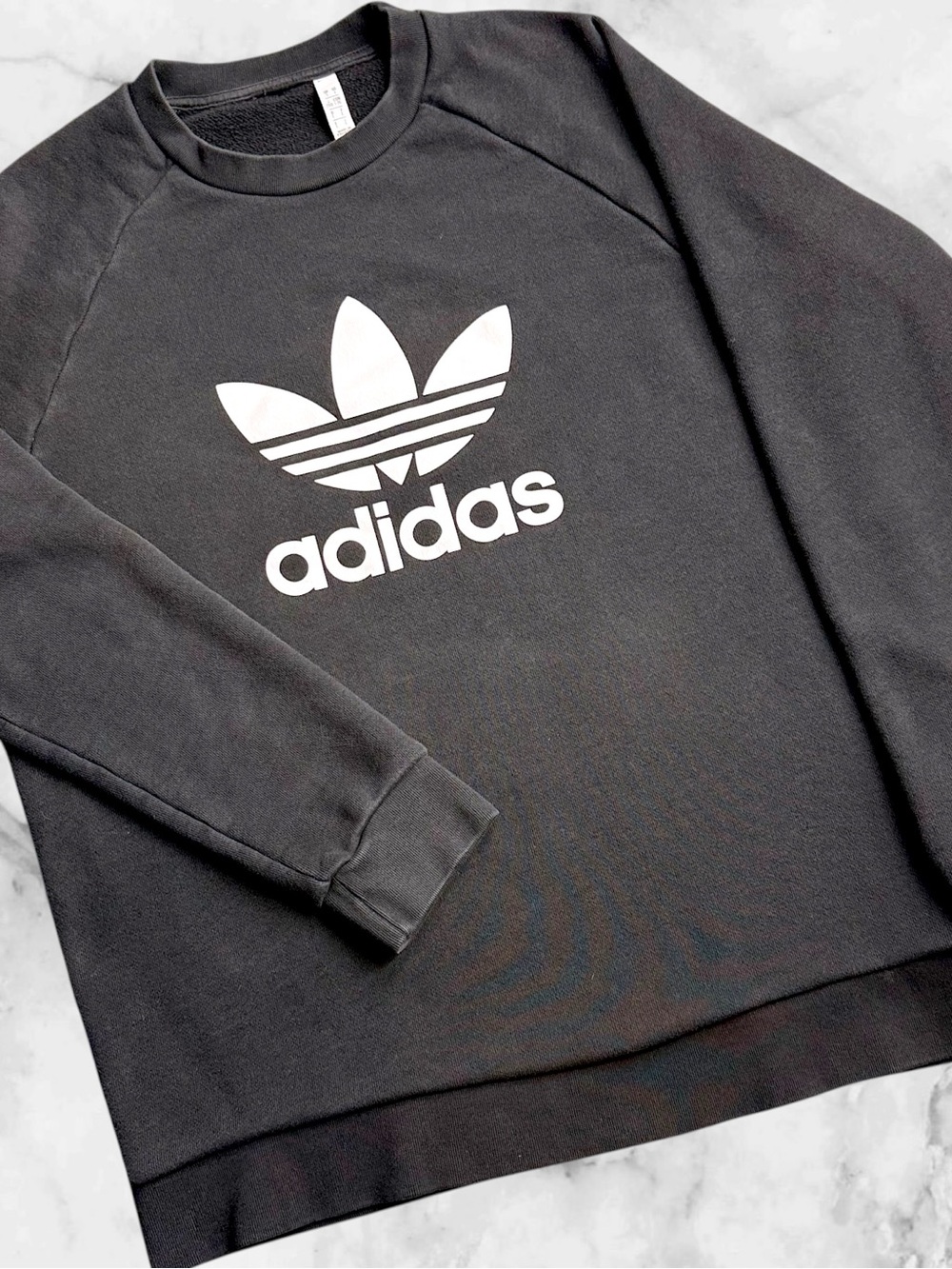 Adidas Originals Trefoil Sweatshirt Mens Large Black Crewneck Logo Pullover